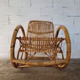 Rocking chair en rotin, 1950