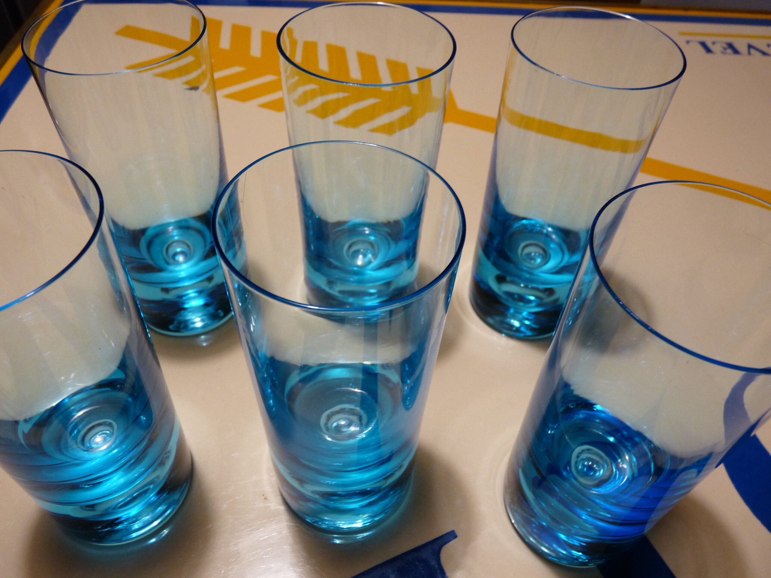 Verres a orangeade coktail bleus turquoise vintage