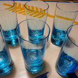 Verres a orangeade coktail bleus turquoise vintage