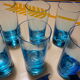 Verres a orangeade coktail bleus turquoise vintage