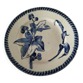 E. Bourgeois Grand Dépôt plant blue decoration washbasin plate