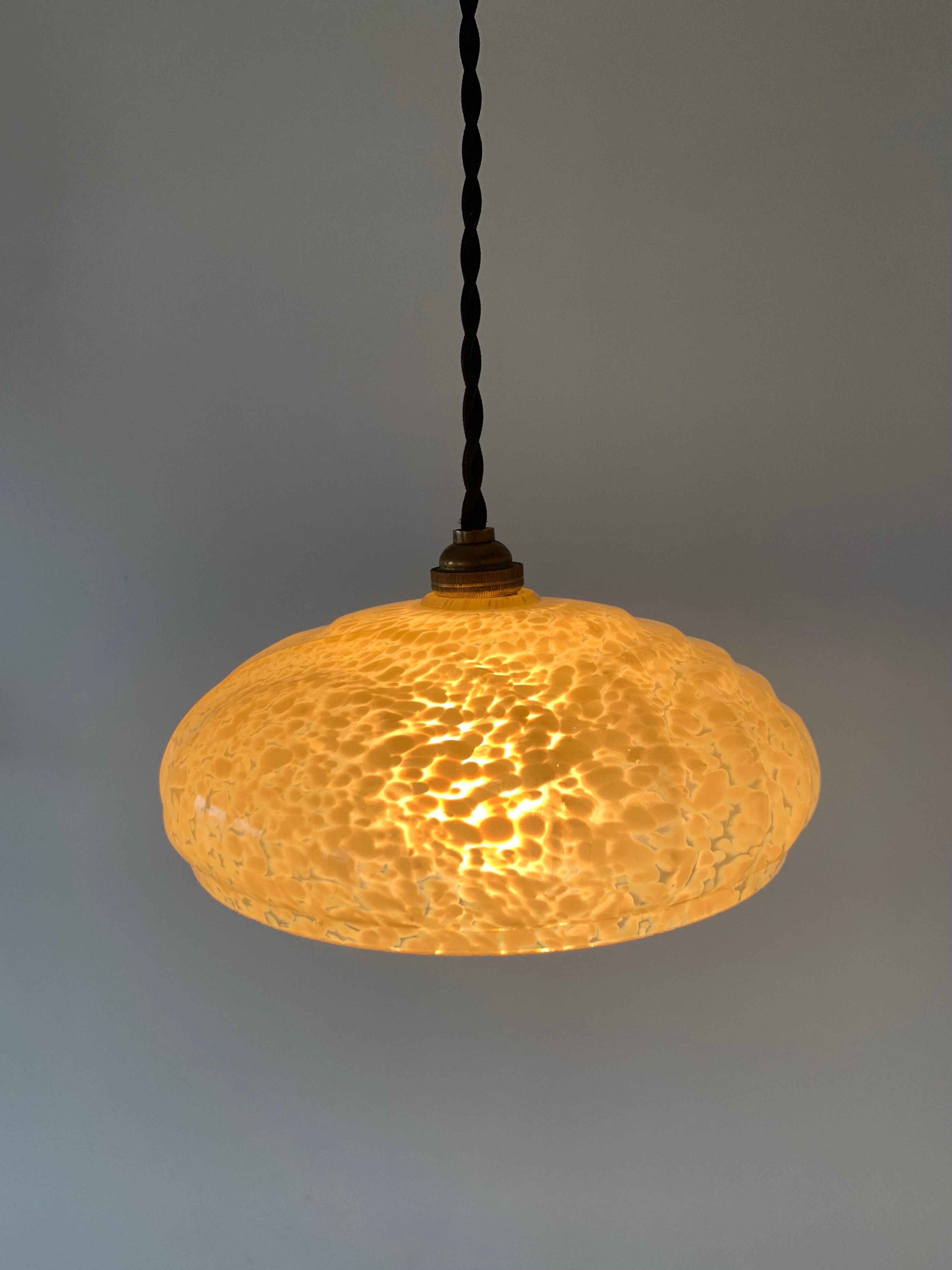 Clichy glass pendant lamp from the 1930s