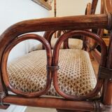Pair of bamboo and rattan armchairs
