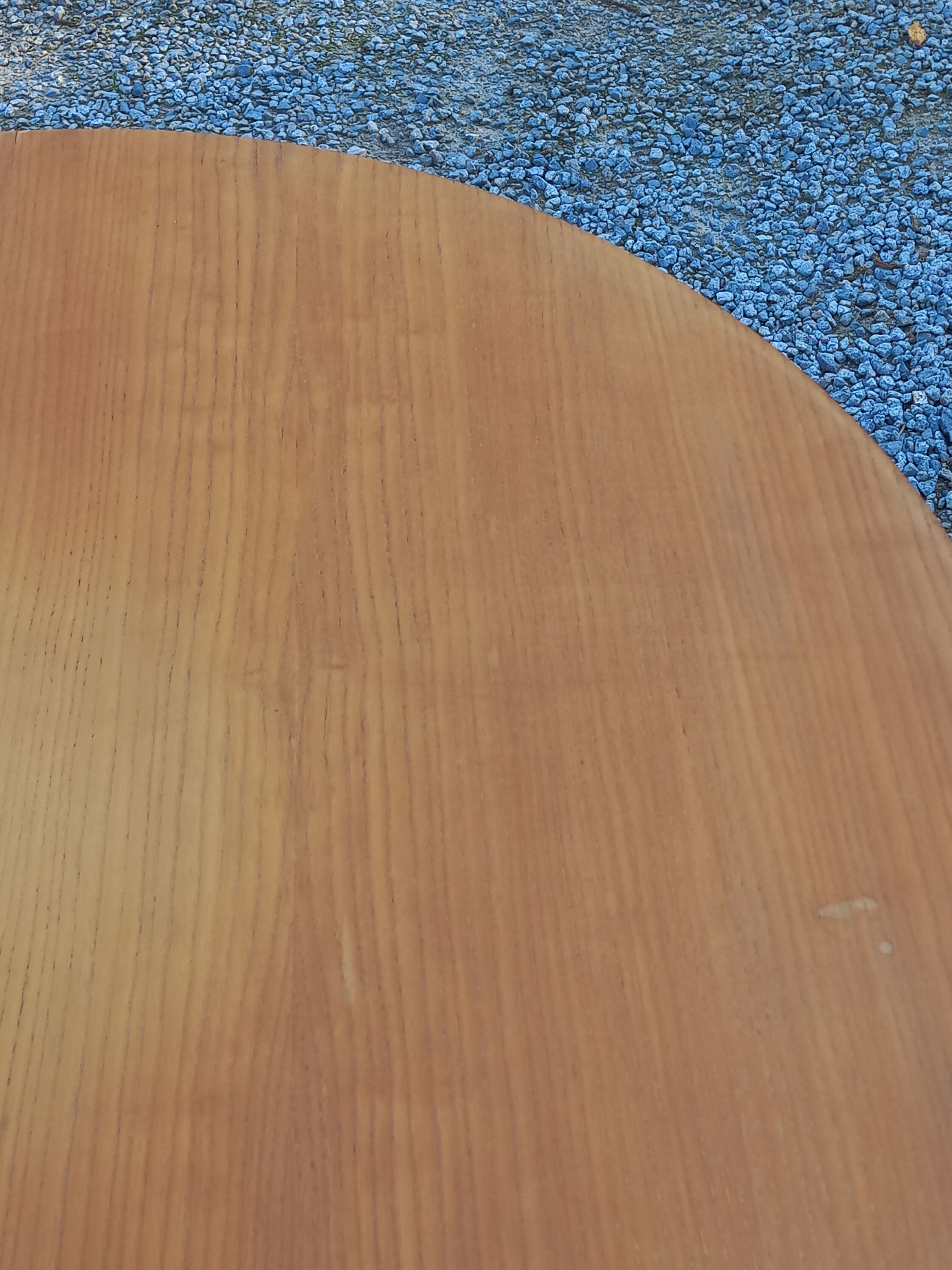 1950s round oak table, 2 heights, central quadripod leg