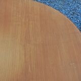 1950s round oak table, 2 heights, central quadripod leg