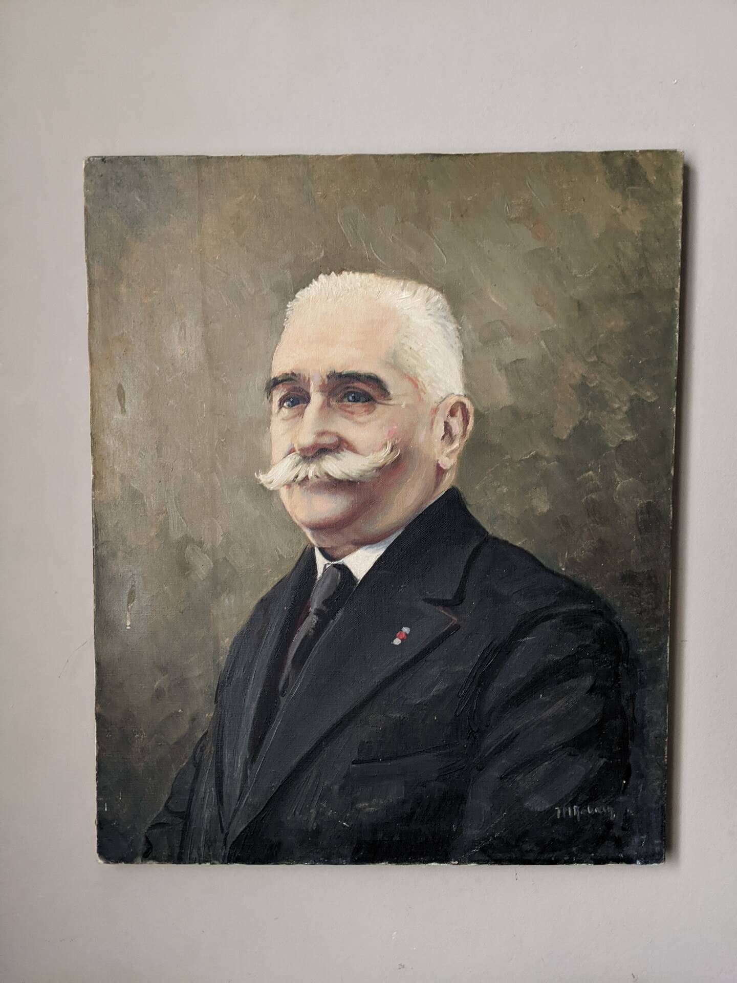 Old acrylic portrait on canvas country decoration
