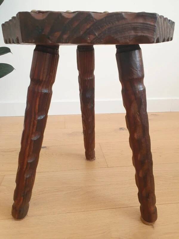 Vintage brutalist tripod stool