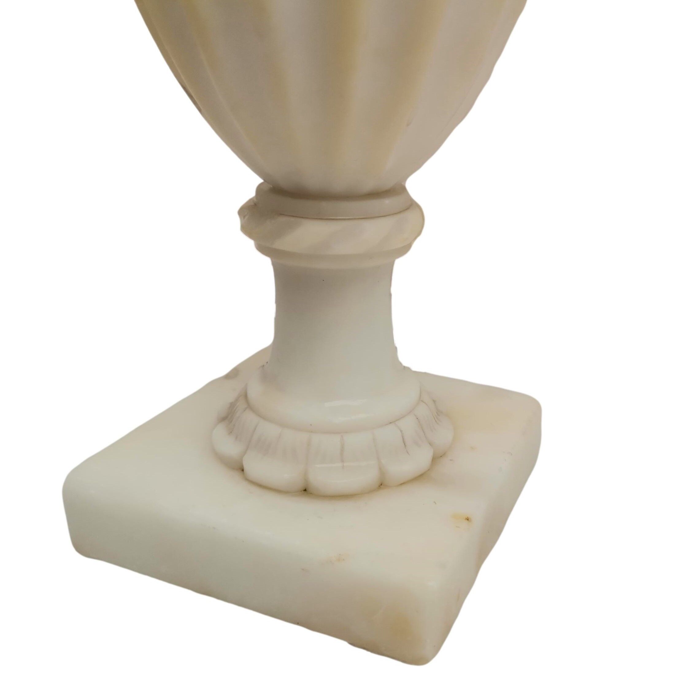 White marble amphora shaped table lamp