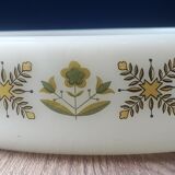 Serving dish Vintage Anchor Hocking Made in USA 70s décor green flowers