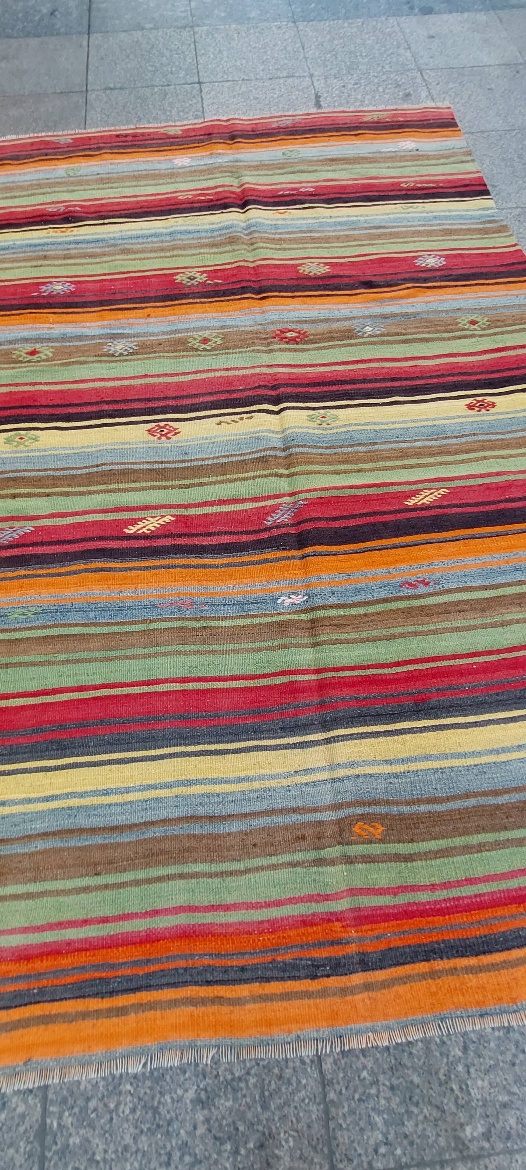 Turkish kilim rug,242x160 cm,myk-1575.