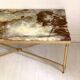 Vintage 1970s brass and marble coffee table