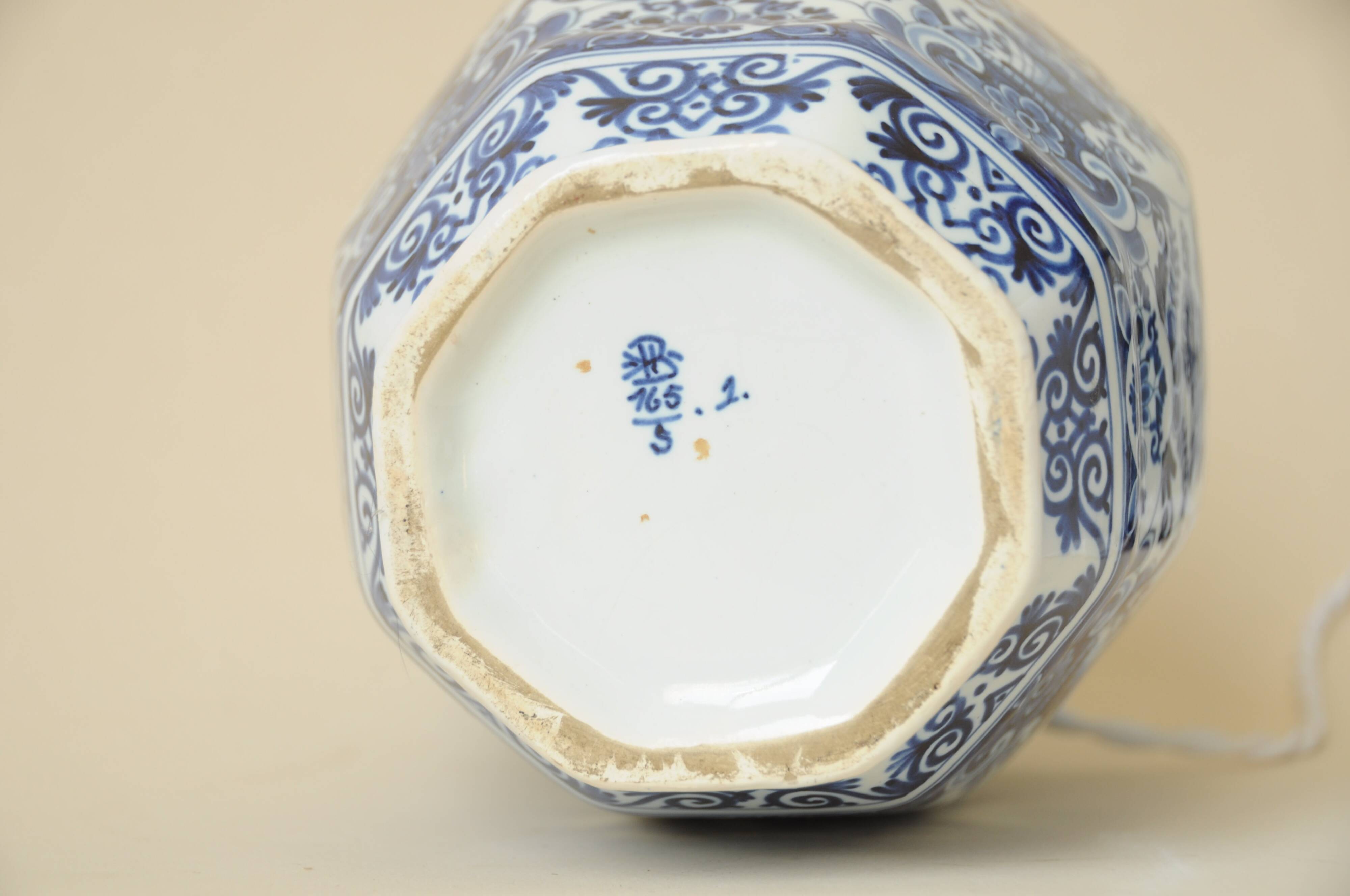 Boch Keramis Ceramic Table Lamp - Delft Style Earthenware Table Lamp