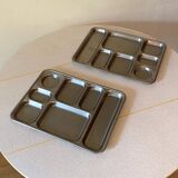 Set of two stainless steel dining trays