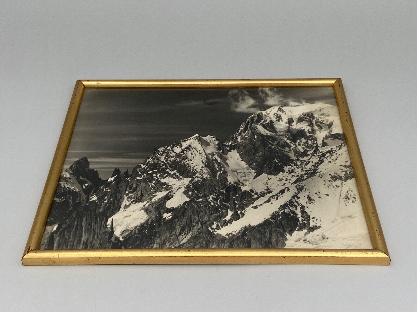 Old artistic photo in black and white Mountain Golden frame