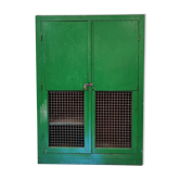 Wood workshop cabinet and mesh doors