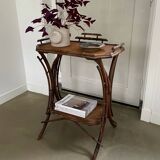 Table d'appoint antique en bambou et jonc de mer