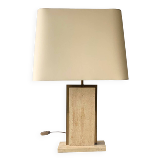 Lampe de table française en marbre travertin du milieu du siècle 1960