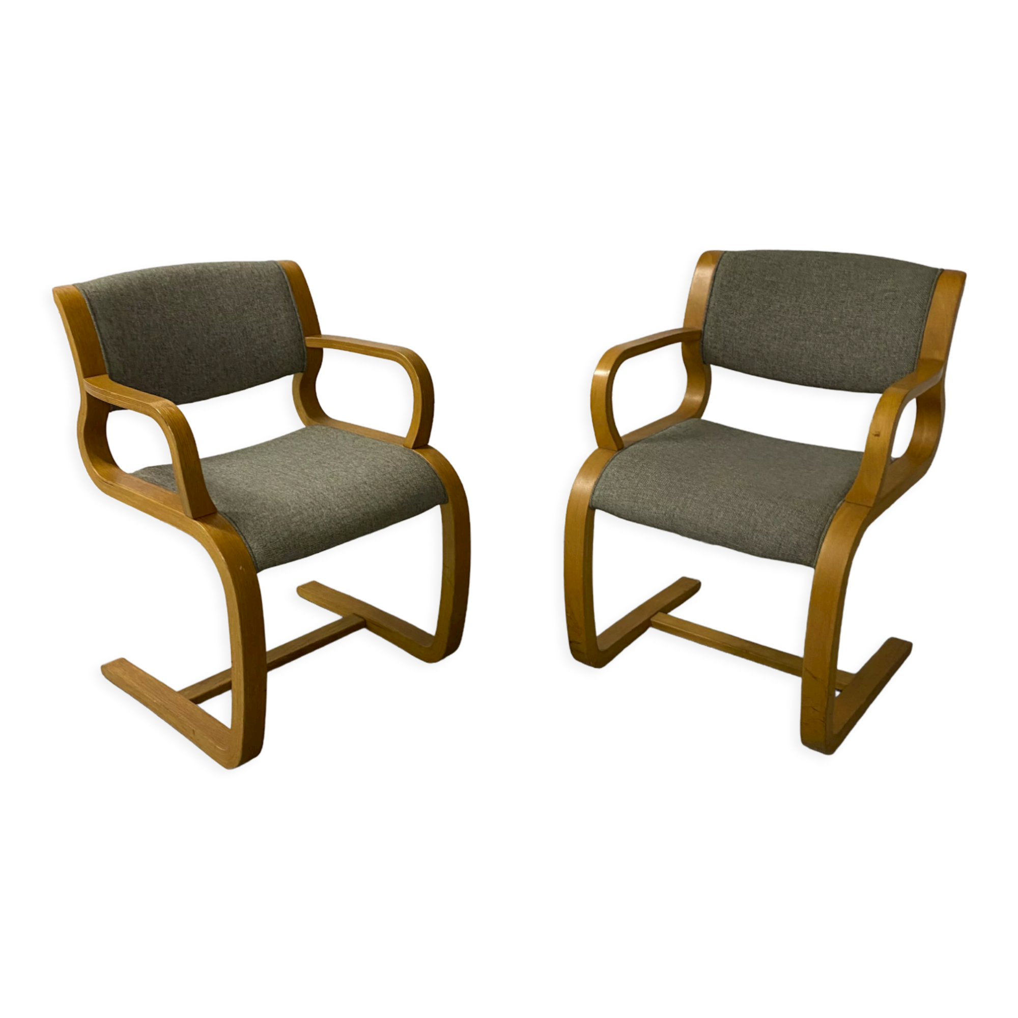 Pair of Danish armchairs, Canteliver model signed Magnus Olesen