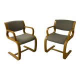 Pair of Danish armchairs, Canteliver model signed Magnus Olesen