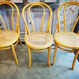 Lot three vintage bistro chair reed honey cannage