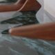 PAIR OF VINTAGE 1950S BEDSIDE TABLES IN WOOD AND GLASS, ITALIAN DESIGN