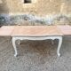 Louis XV style table in cherry wood pickled top and patinated base in light beige