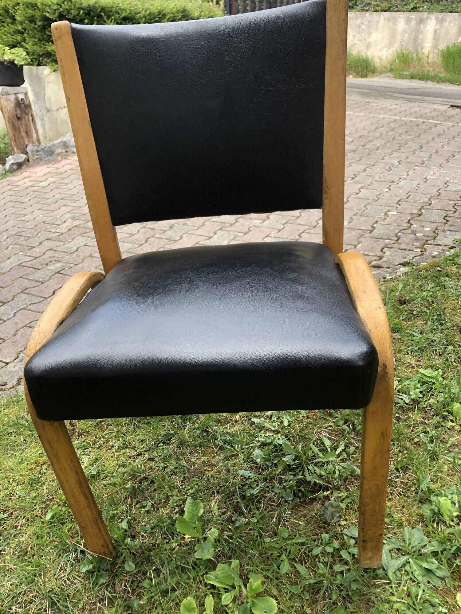 Suite of 8 bow wood chairs by William Von Bode publisher Steiner 1950
