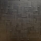 Tableau peinture abstraite monochrome minimaliste noir