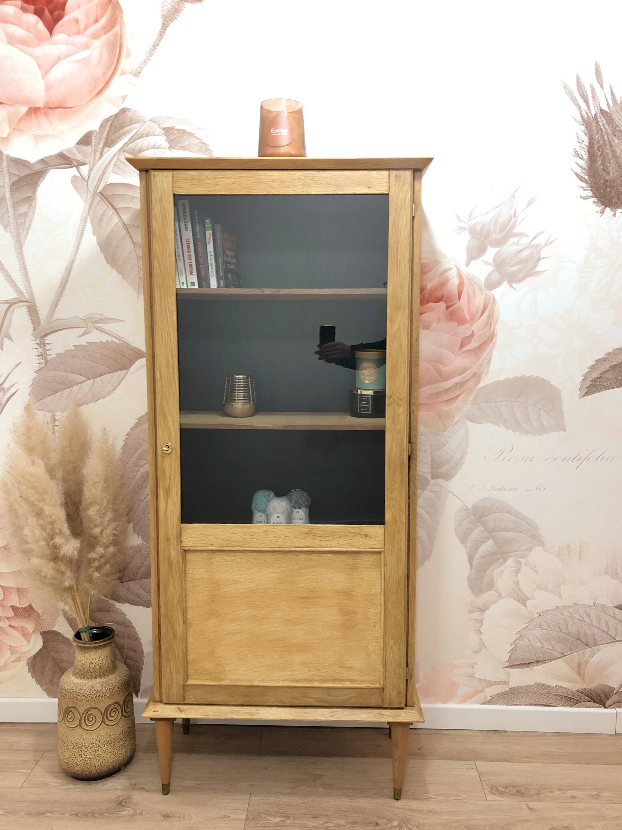 Vitrine vintage en chêne