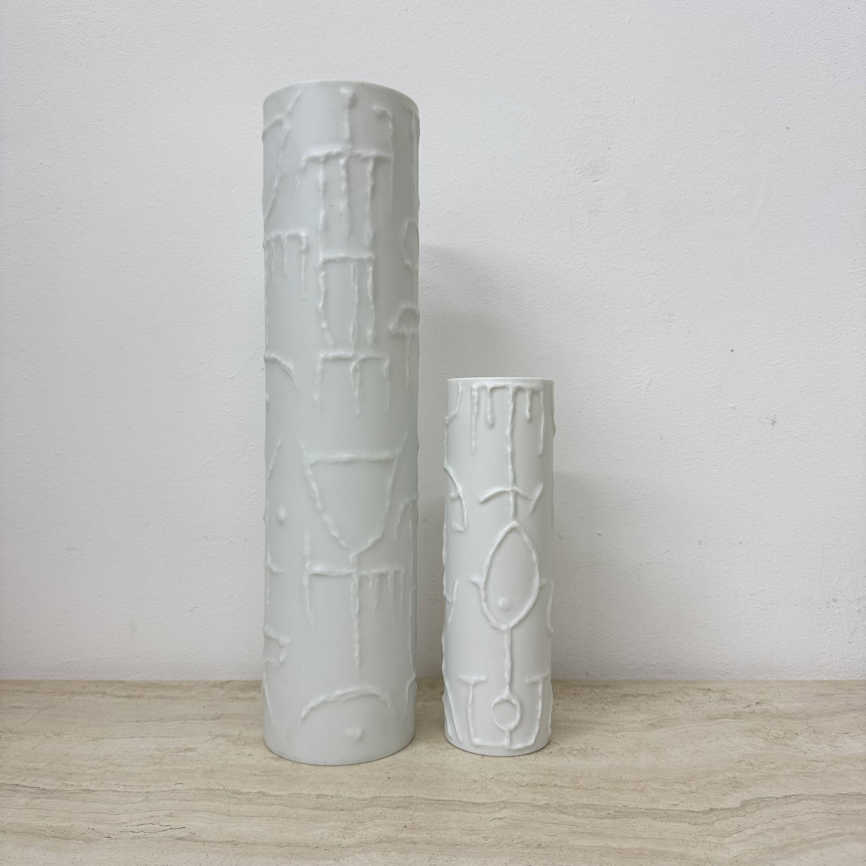 Set of 2 Abstract porcelain Vases by Cuno Fischer for Rosenthal, Germany, 1