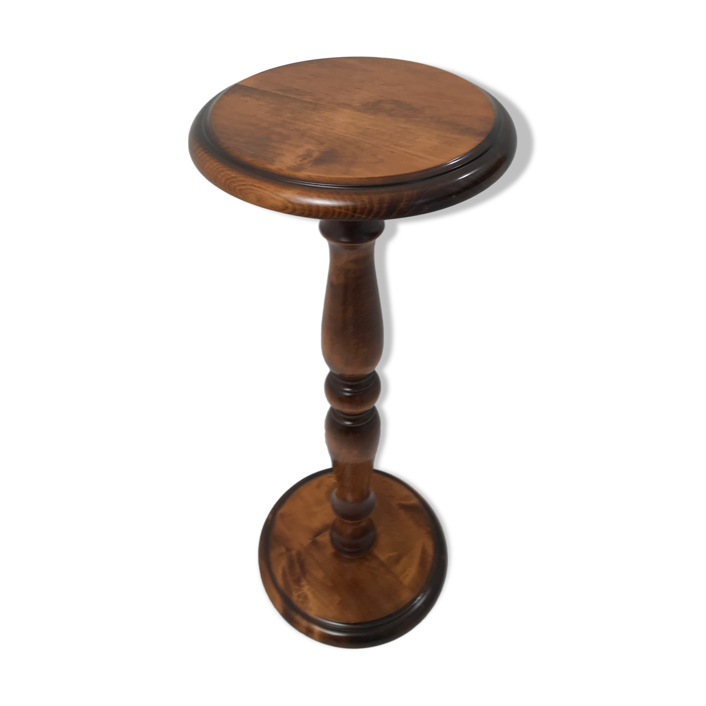 Column, wooden pedestal turned in vintage walnut