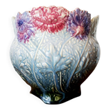 Art Nouveau flowerpot with slip peonies