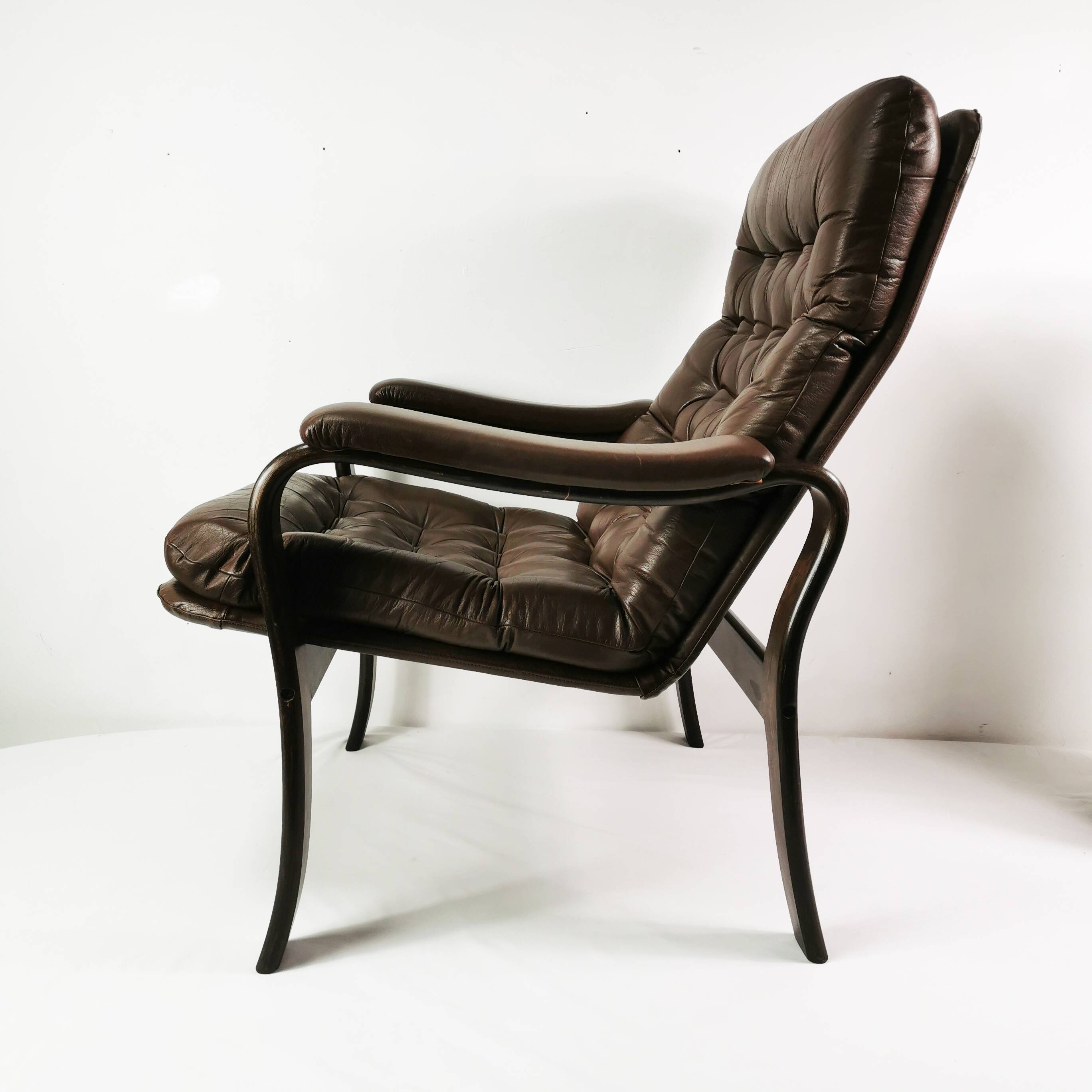 Mid Century Leather Armchair, Denmark, 1970s