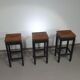 3 x tabourets de construction en chêne années 1960