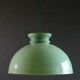 Old semi-round opaline pendant light in green glass - large model - circa 1950