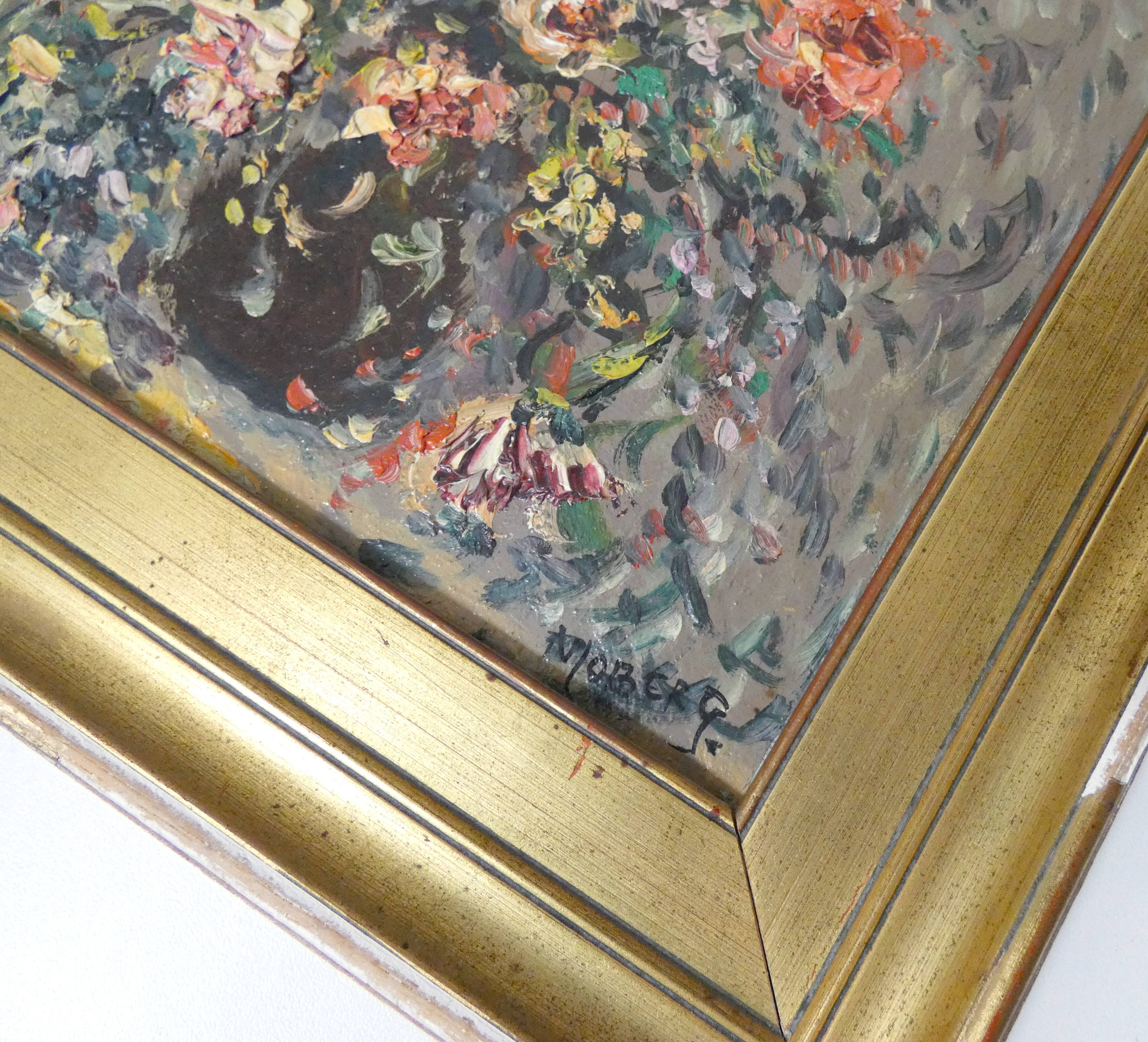 Oil painting on canvas, bouquet, signed MOBERG