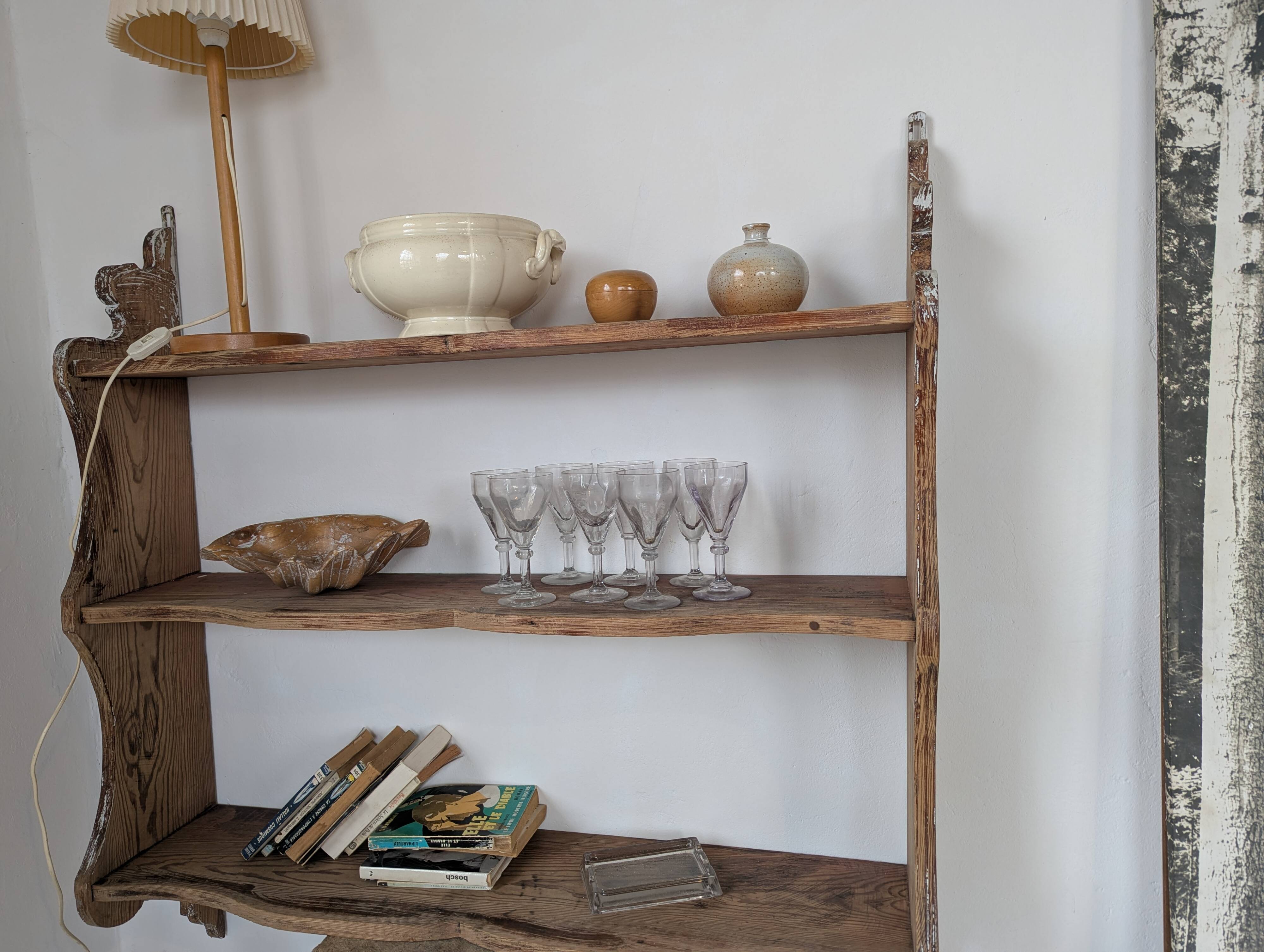 Large antique fir shelf