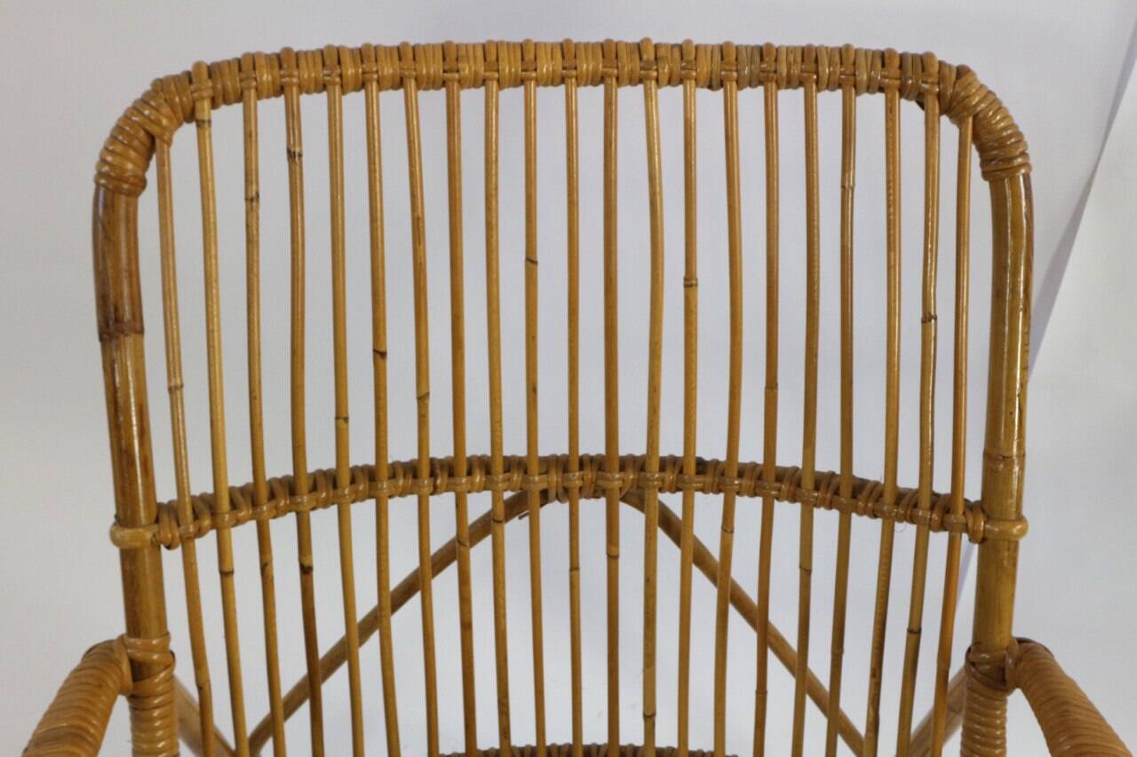 Pair of vintage bamboo armchairs, Bonacina style