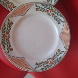 7 Longwy hollow plates. Hand-painted enameled. Model Antibes.