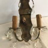 Pair of bronze wall light  with 1950 glass stamps