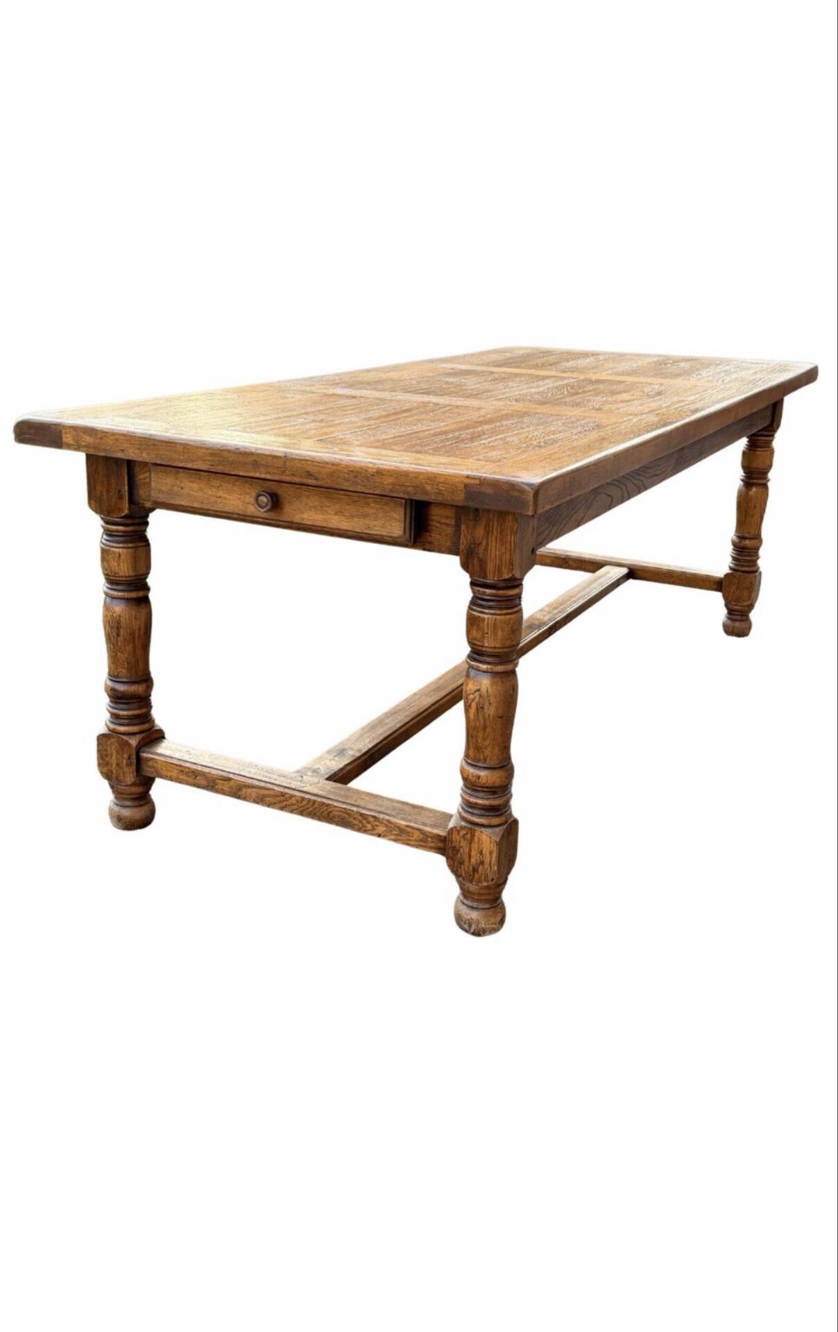 Large farmhouse table made of solid wood