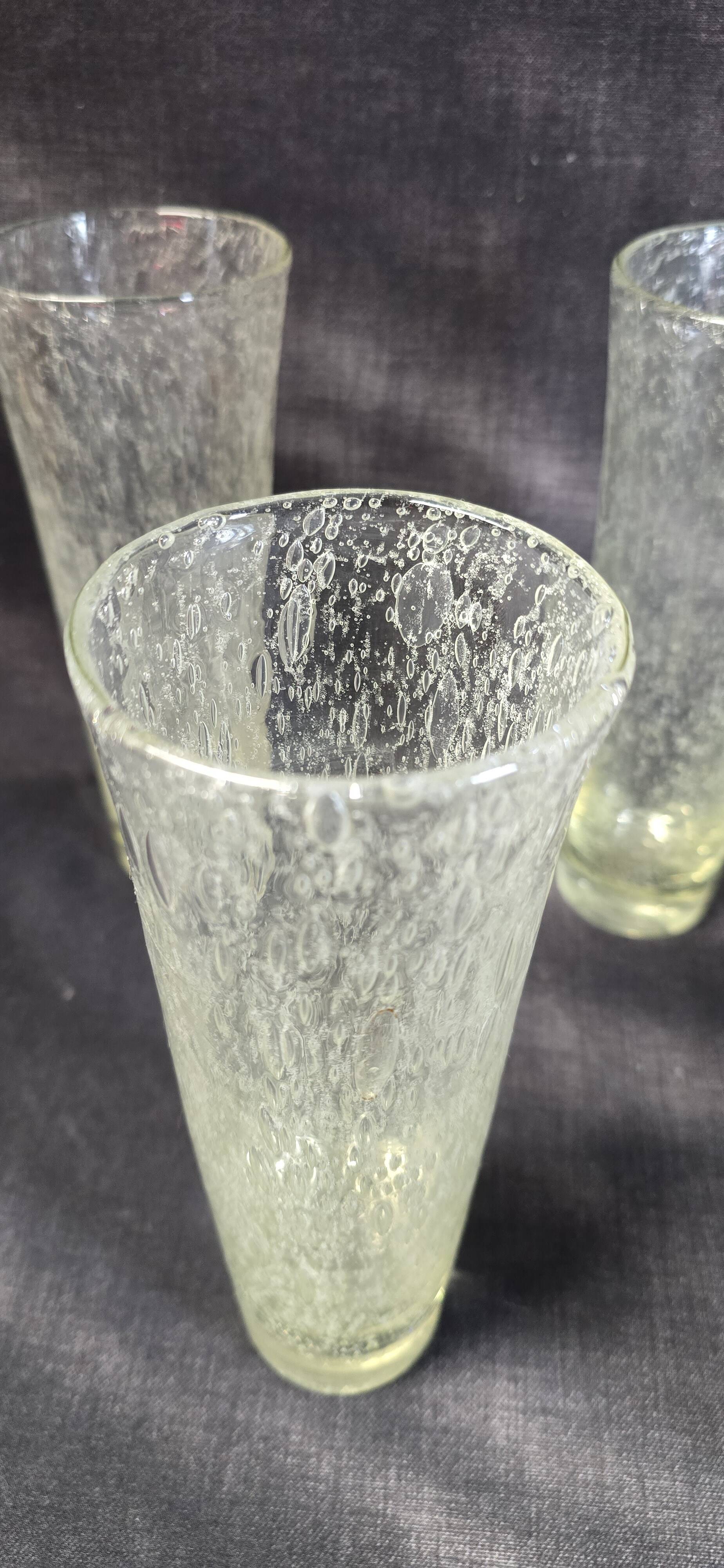 Set of bubble glassware from Biot – carafe, glasses, and ice bucket – 1960s