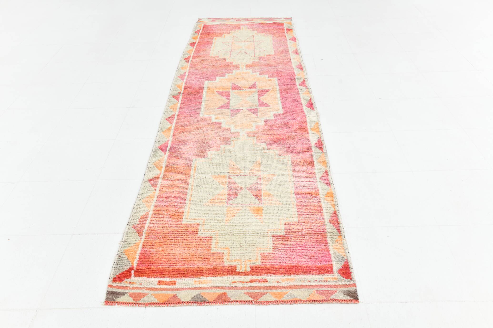 3x11 Light Pink Orientel Vintage Runner Rug, 96x333Cm