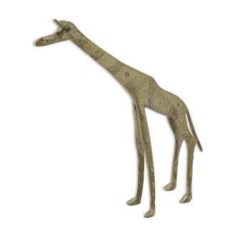Statue girafe en laiton