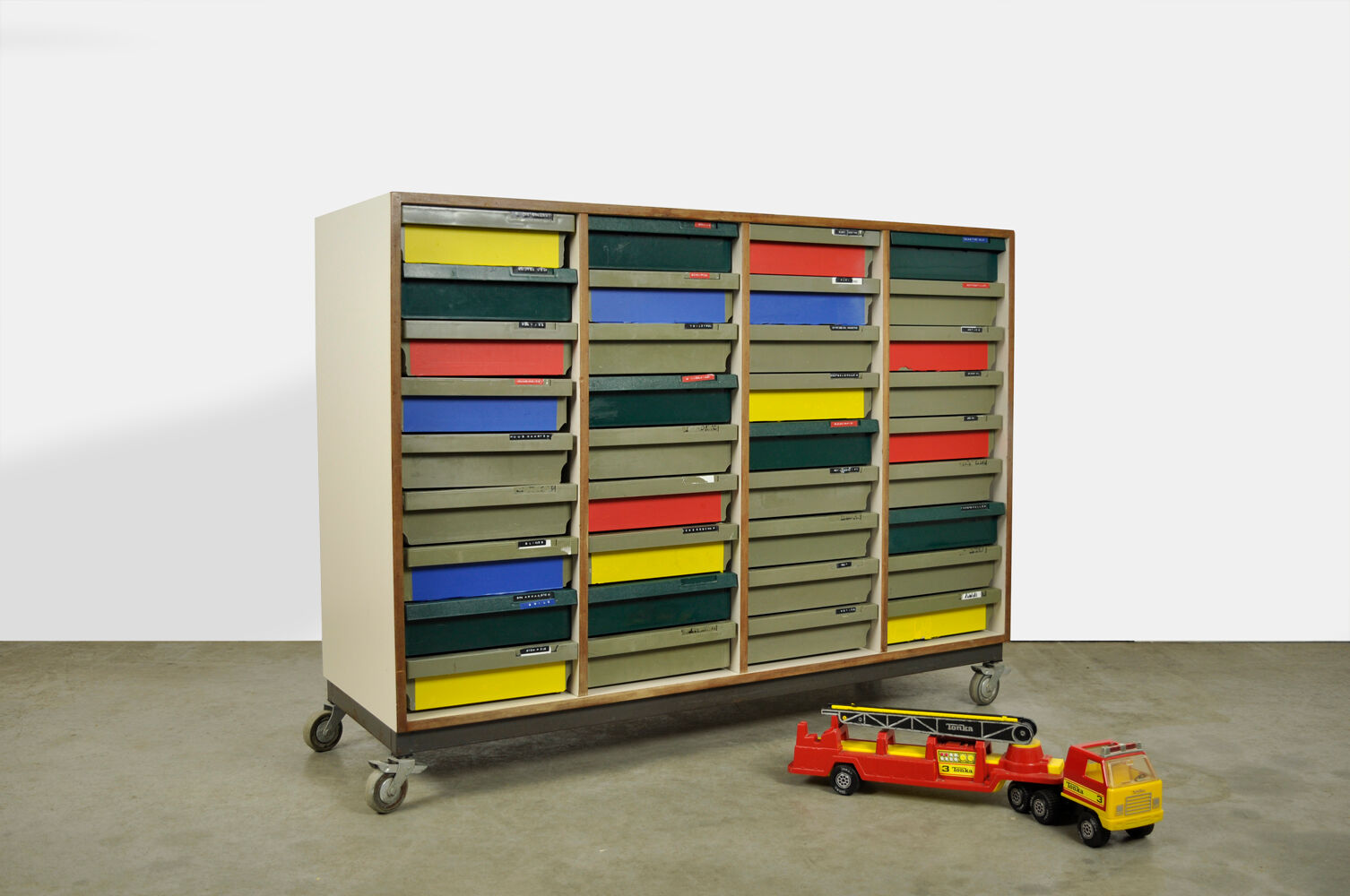 Dutch schoolcabinet with coloured drawers, 1970s