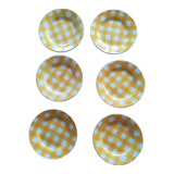 Set of 6 flat plates Digoin yellow Scottish model