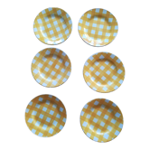 Set of 6 flat plates Digoin yellow Scottish model