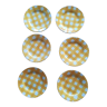 Ensemble de 6 assiettes plates Digoin modèle Ecossais jaune