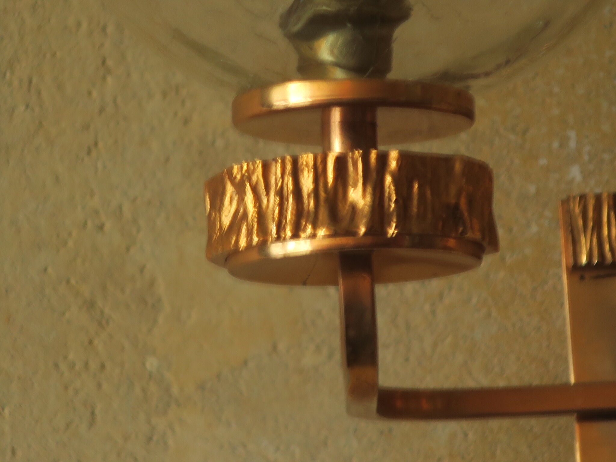 Brass and glass doiuble wall light with gold overlay, 1970