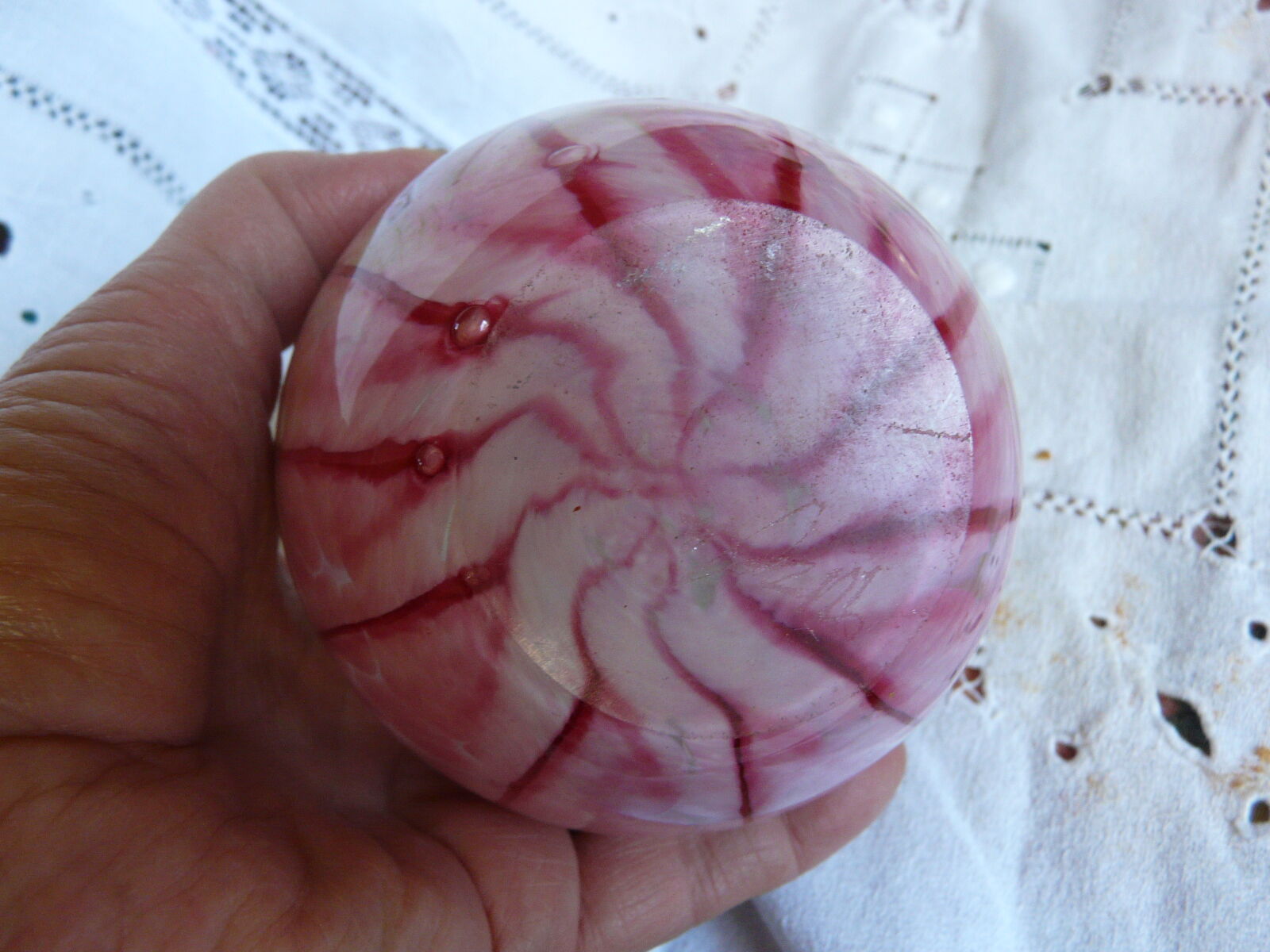 green and pink blown glass vase